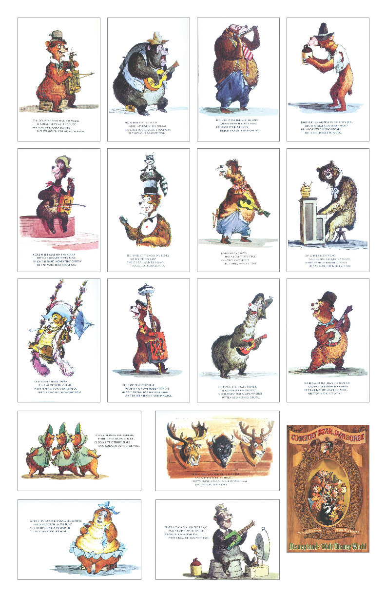 Country Bear Jamboree Disney Attraction Marc Davis Postcards ALL on One Poster