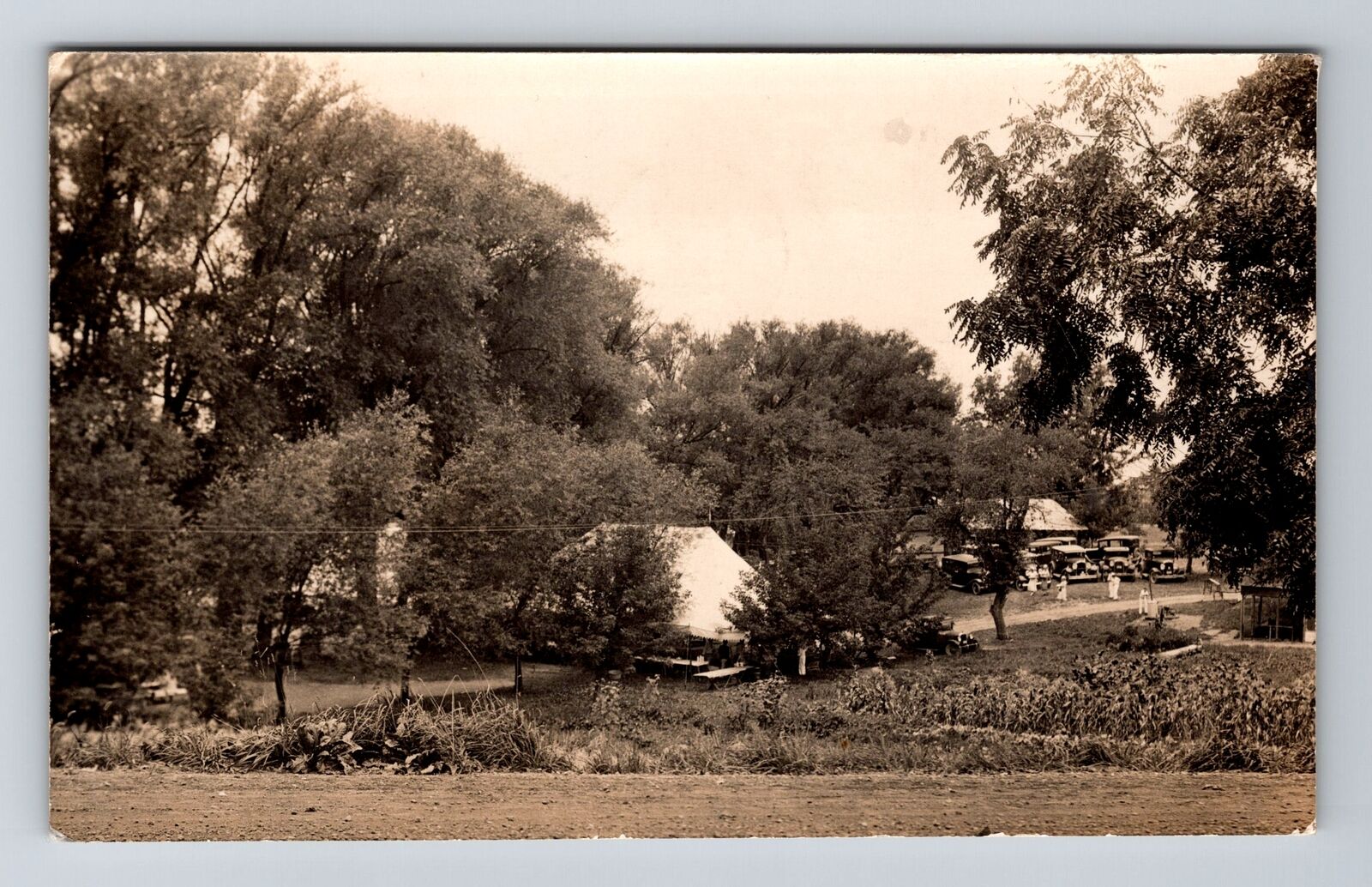 Munising MI-Michigan RPPC Scenic Park  Tents Real Photo c1935 Vintage Postcard