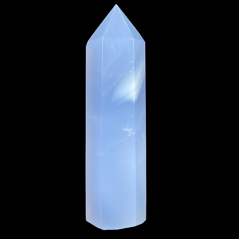 119g Natural Blue Chalcedony Obelisk Quartz Crystal Tower Point Healing Decor
