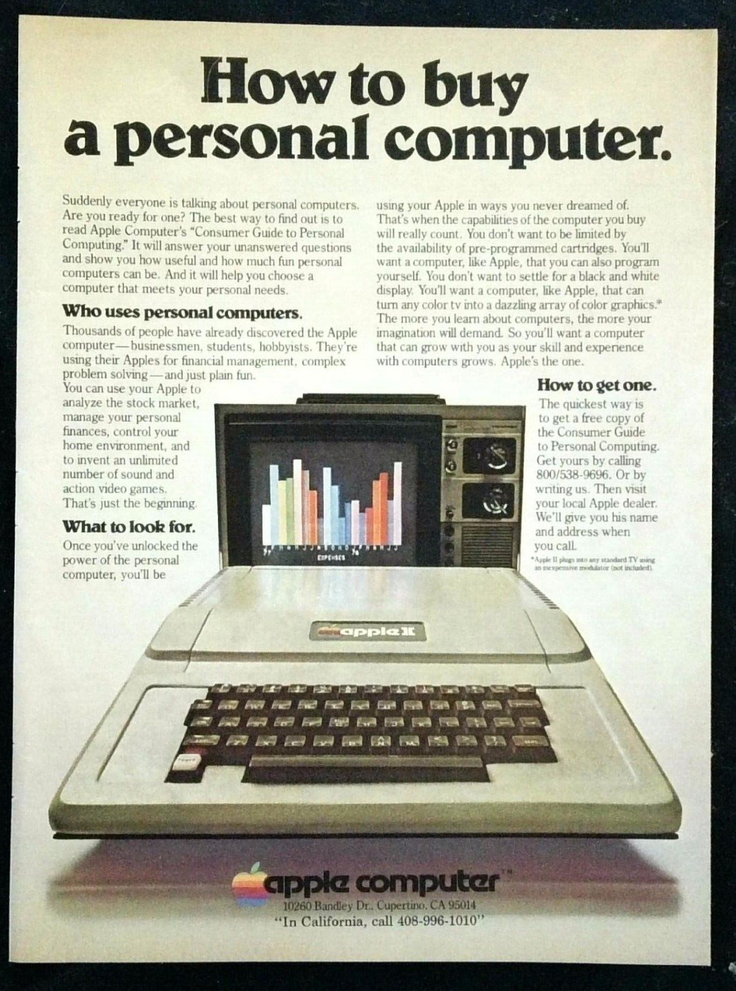 1978 Apple Computer apple II How to Buy a Computer Print Ad Cupertino Tech