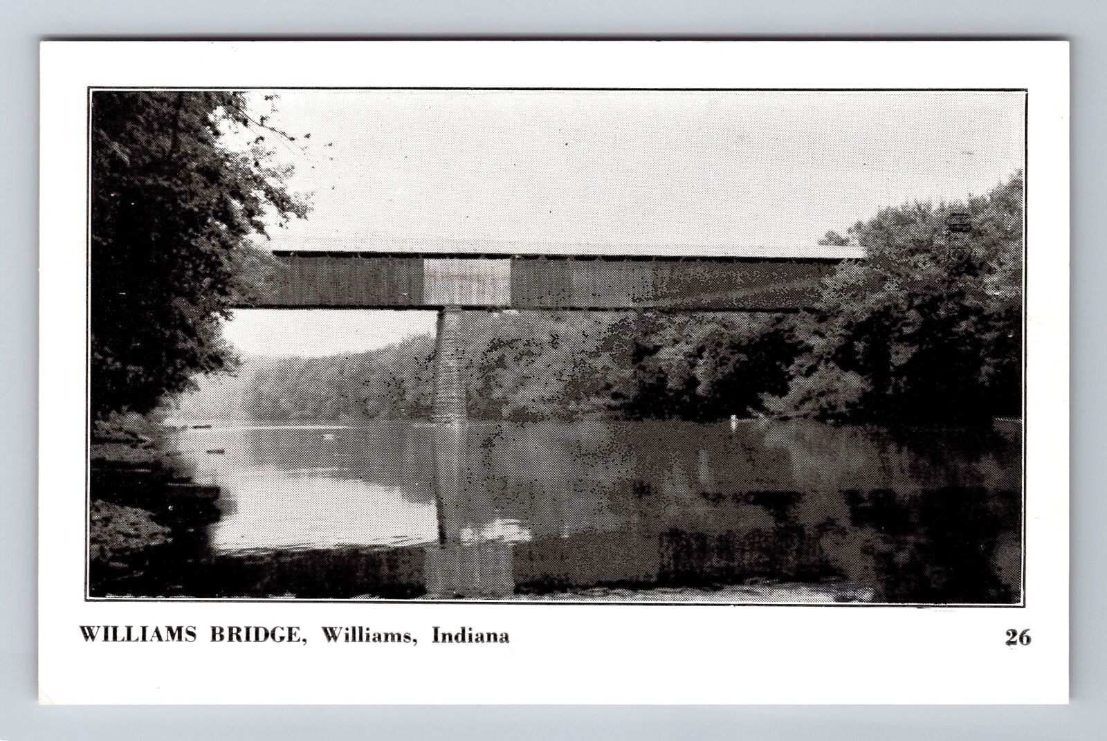 Williams IN-Indiana, Williams Covered Bridge, Antique Vintage Souvenir Postcard