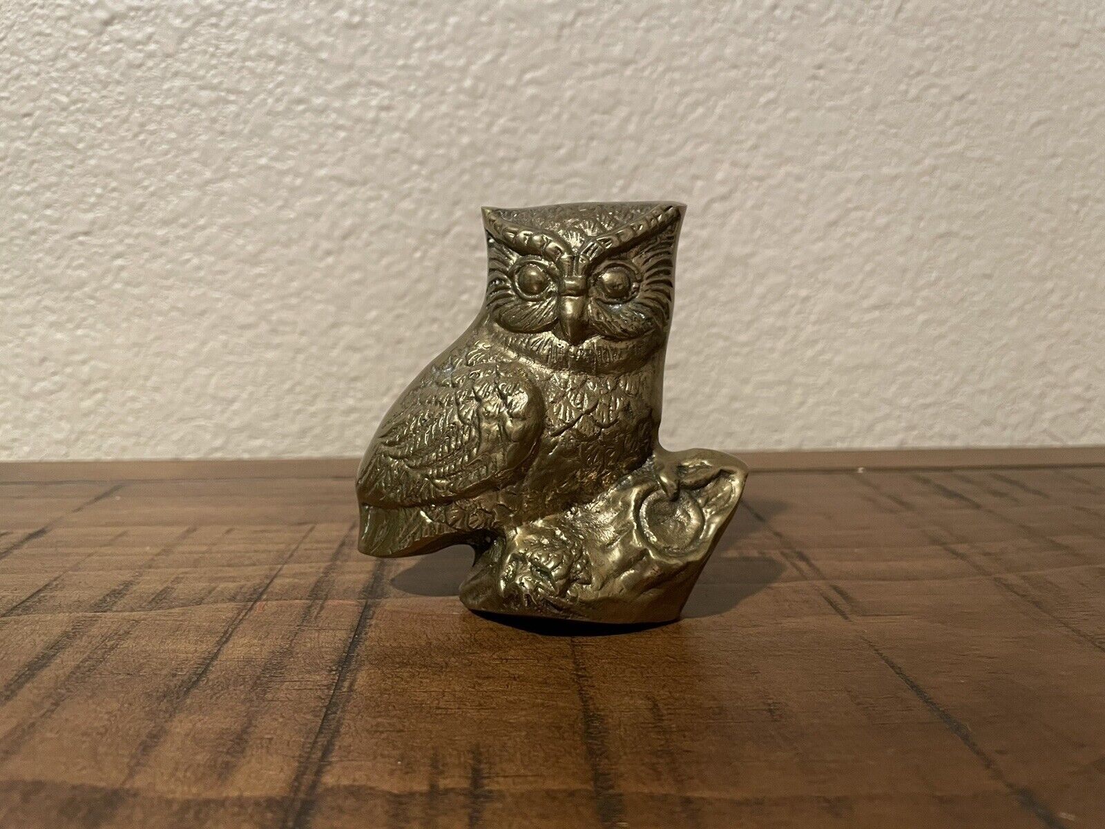 Vintage Solid Brass Owl on a Branch
