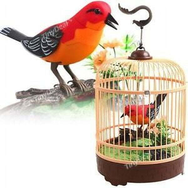 Singing & Chirping Bird In Cage - Realistic Sounds & Movements Toy or Gift
