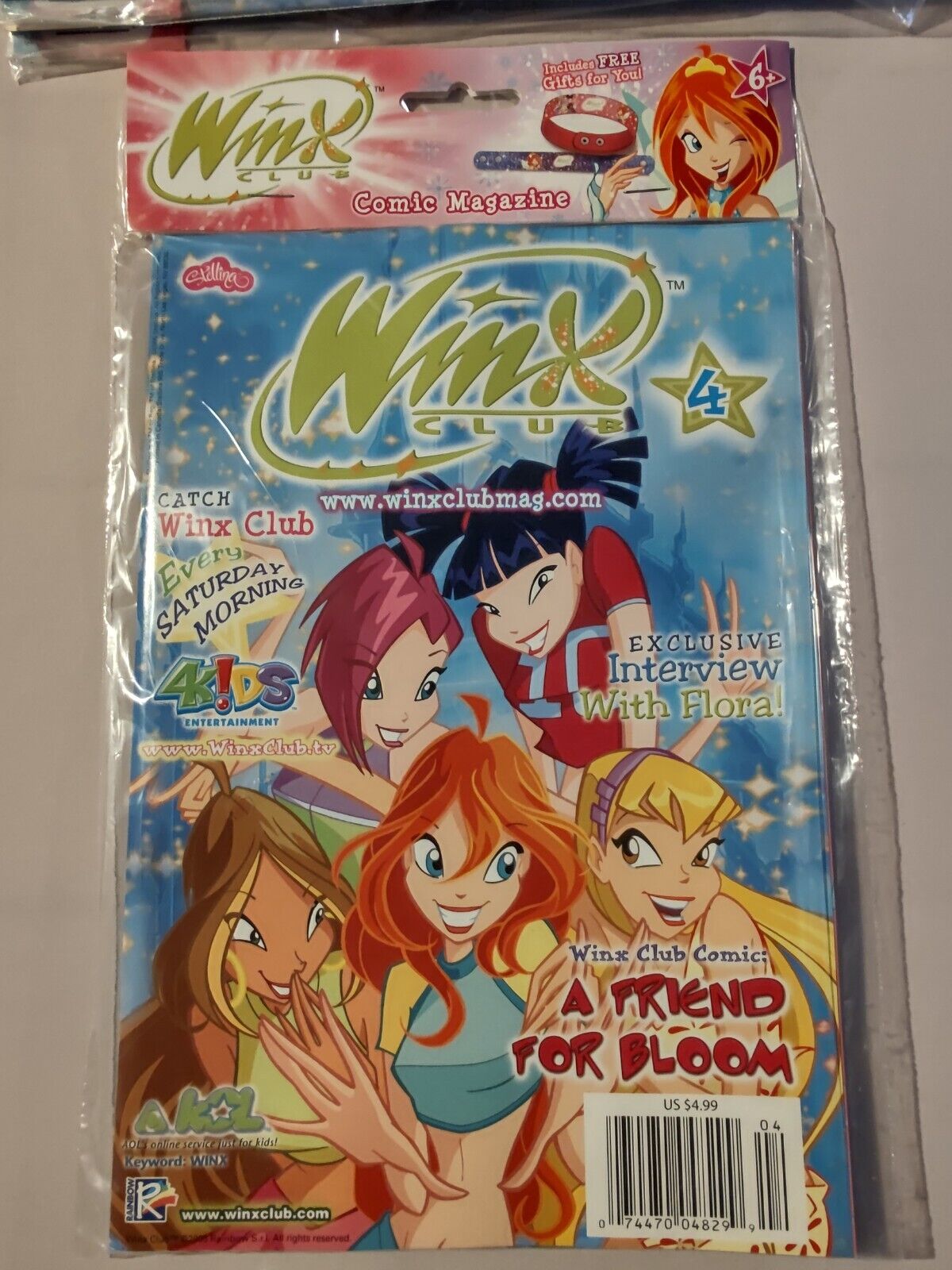 RARE 2005 WINX CLUB COMIC MAGAZINE #4 SEALED NOS WITH COLLECTIBLE BRACELETS 