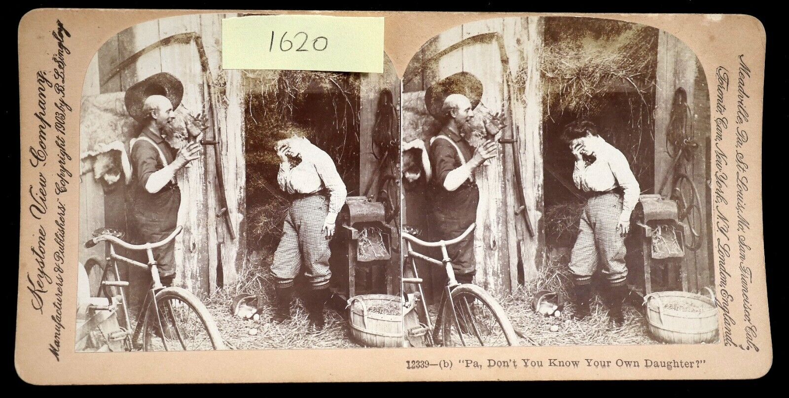 Pa Don't you Know your Own Daughter Comic- Keystone Stereoview #12339