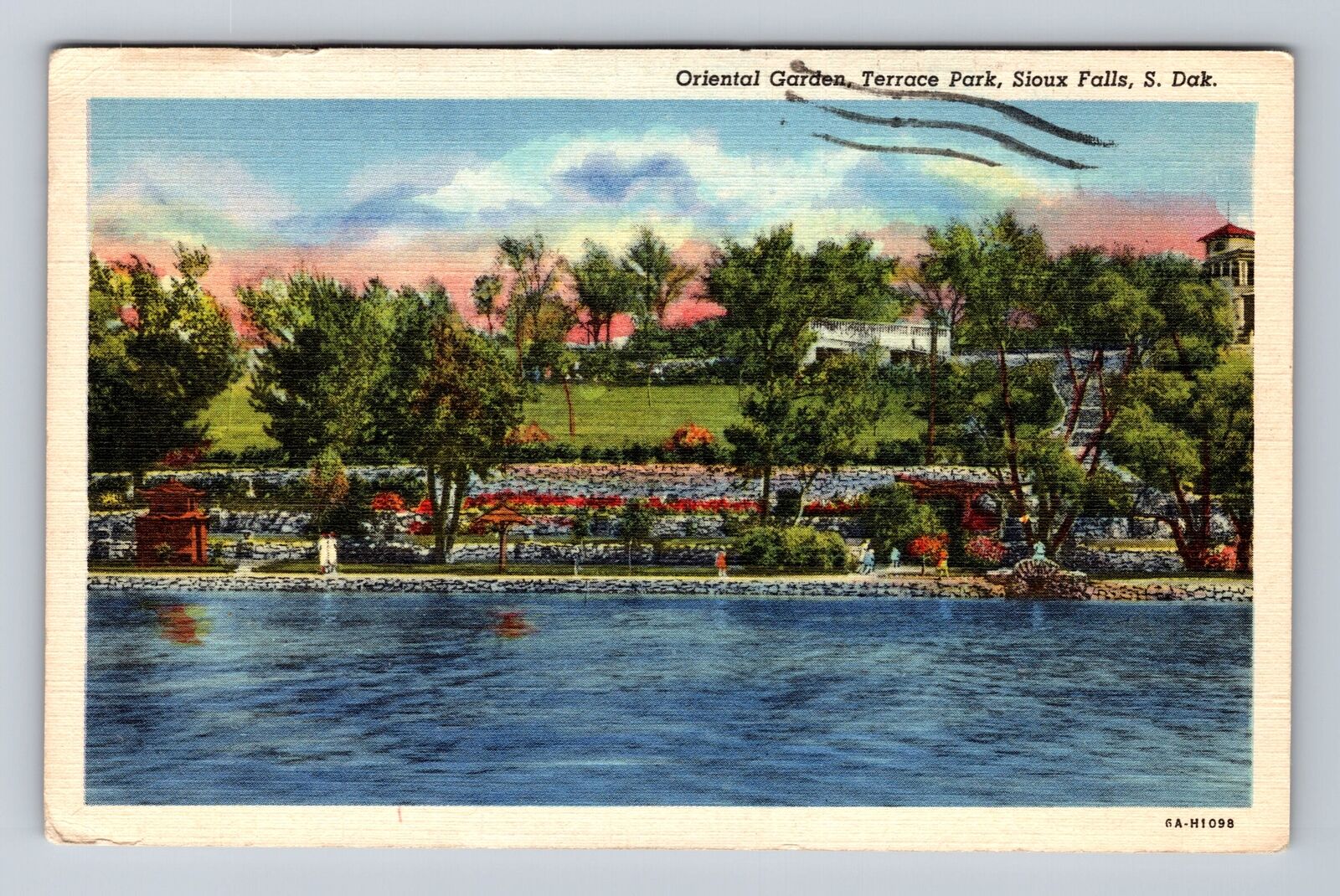 Sioux Falls SD-South Dakota, Terrace Park Oriental Garden Vintage Postcard