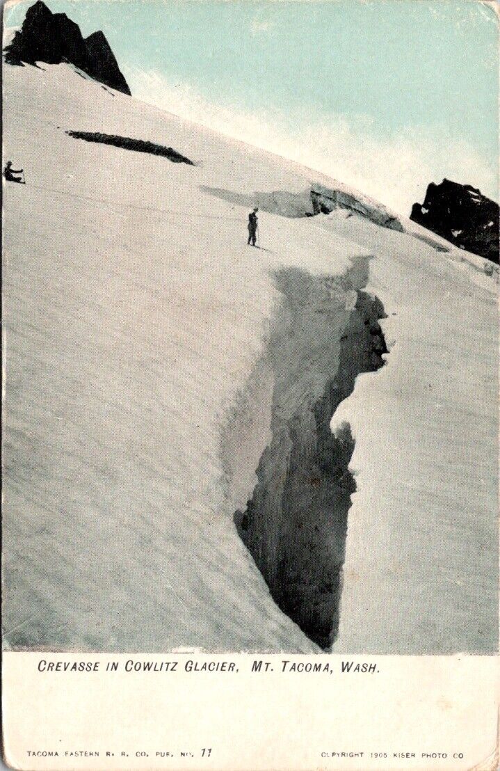 Crevasse In Cowlitz Glacier Mt Tacoma Wash 1906 Postcard Vtg