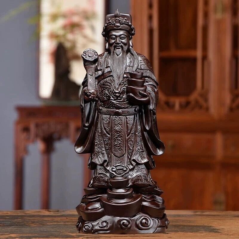 Black Sandalwood Statue Of The Wealth God Of China. 中国财神爷黑檀木像. 14cm Height.可沉水.