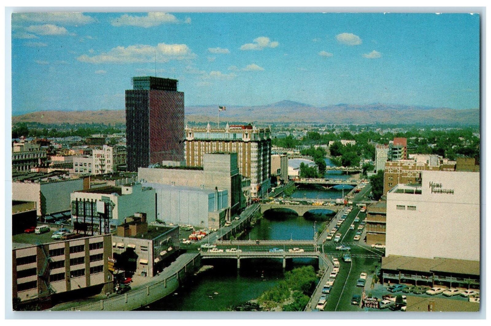 c1950 Reno's Skyline High Rise Buildings At Metropolitan Reno Nevada NV Postcard