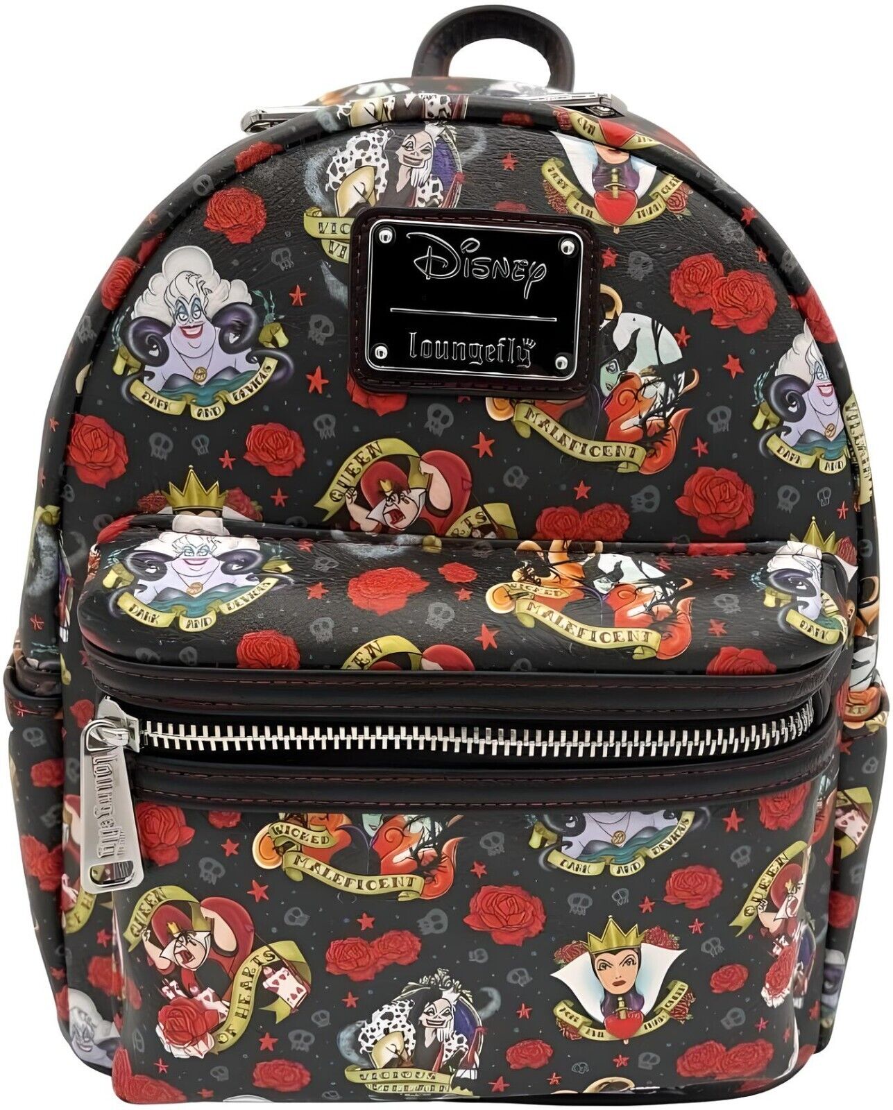 Loungefly Disney Villains Tattoo All Over Print Women's Double Strap Shoulder Ba