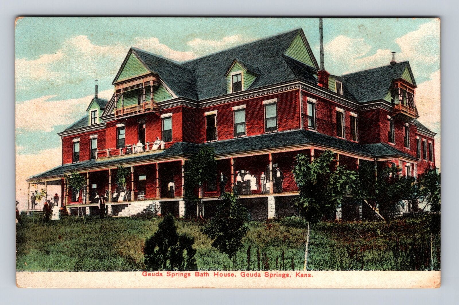 Geuda Springs KS-Kansas, Geuda Springs Bath House, Antique, Vintage Postcard