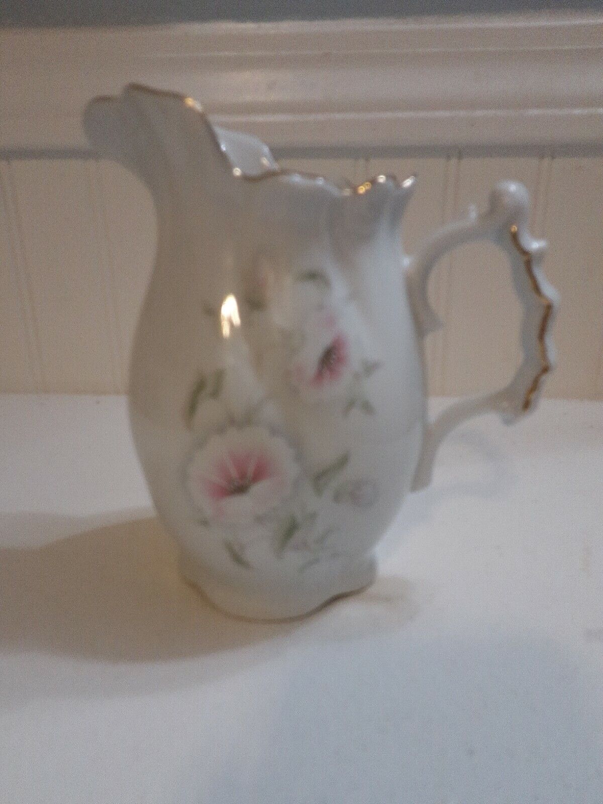 Vintage Winrose Collection Porcelain Tea Pitcher White Pink
