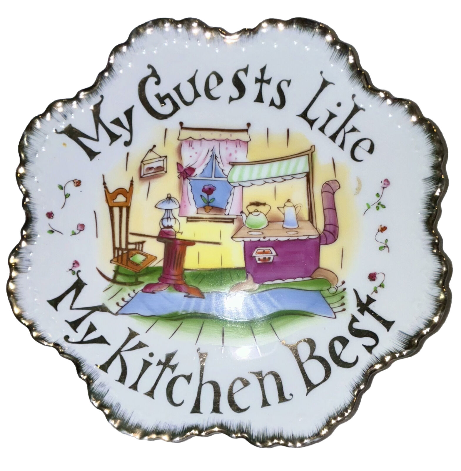 VINTAGE 1956 Geo Z Lefton Guests Like My Kitchen Best Plate #60329 8” Decorative
