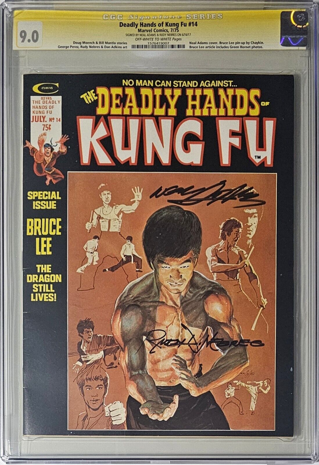 Deadly Hands of Kung Fu #14 CGC 9.0 Marvel 1975 Rudy Nebres & Neal Adams Signed