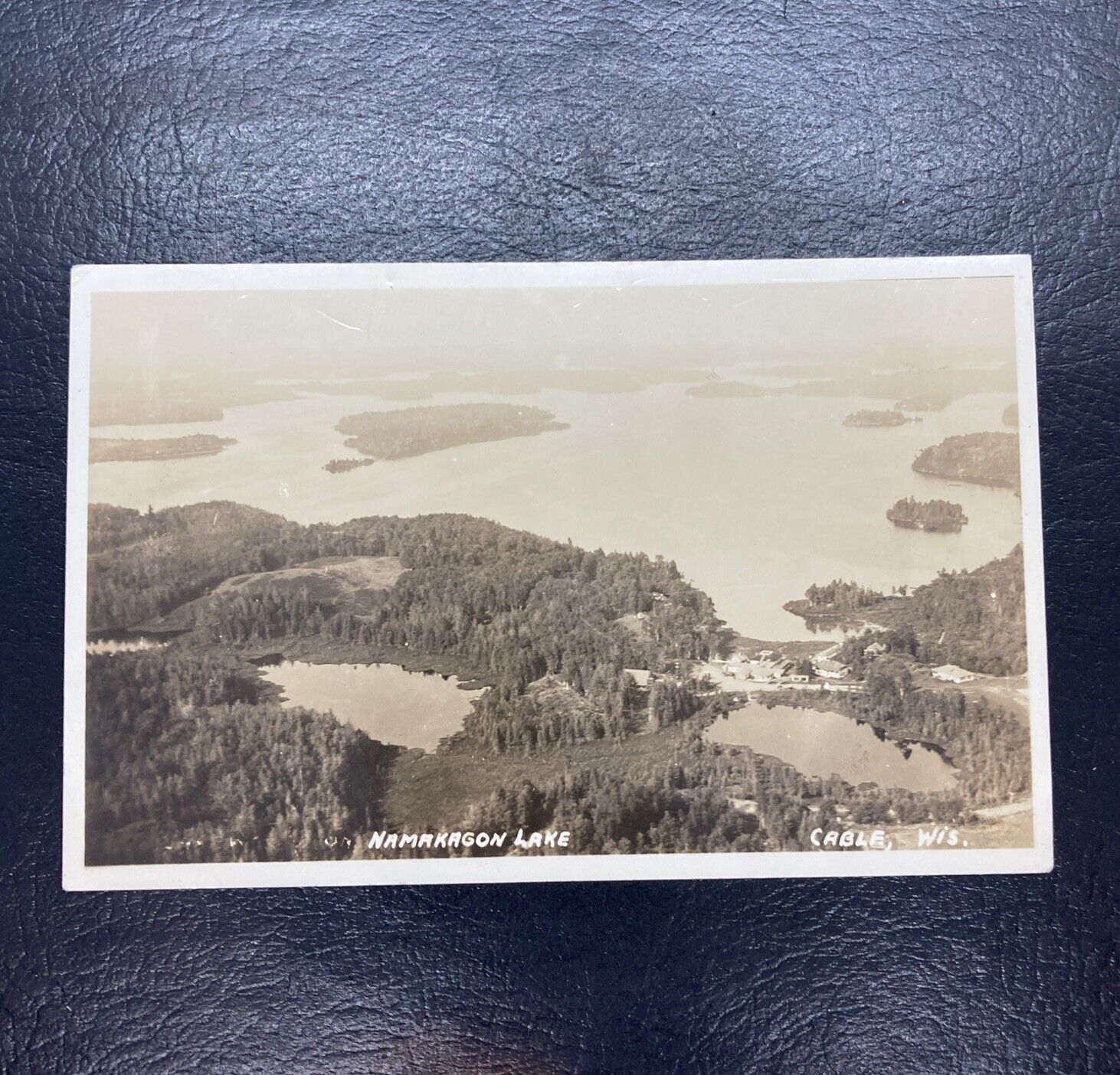 Cable ,Wisconsin WI Postcard RPPC Photo Lake Namakagon c1940's