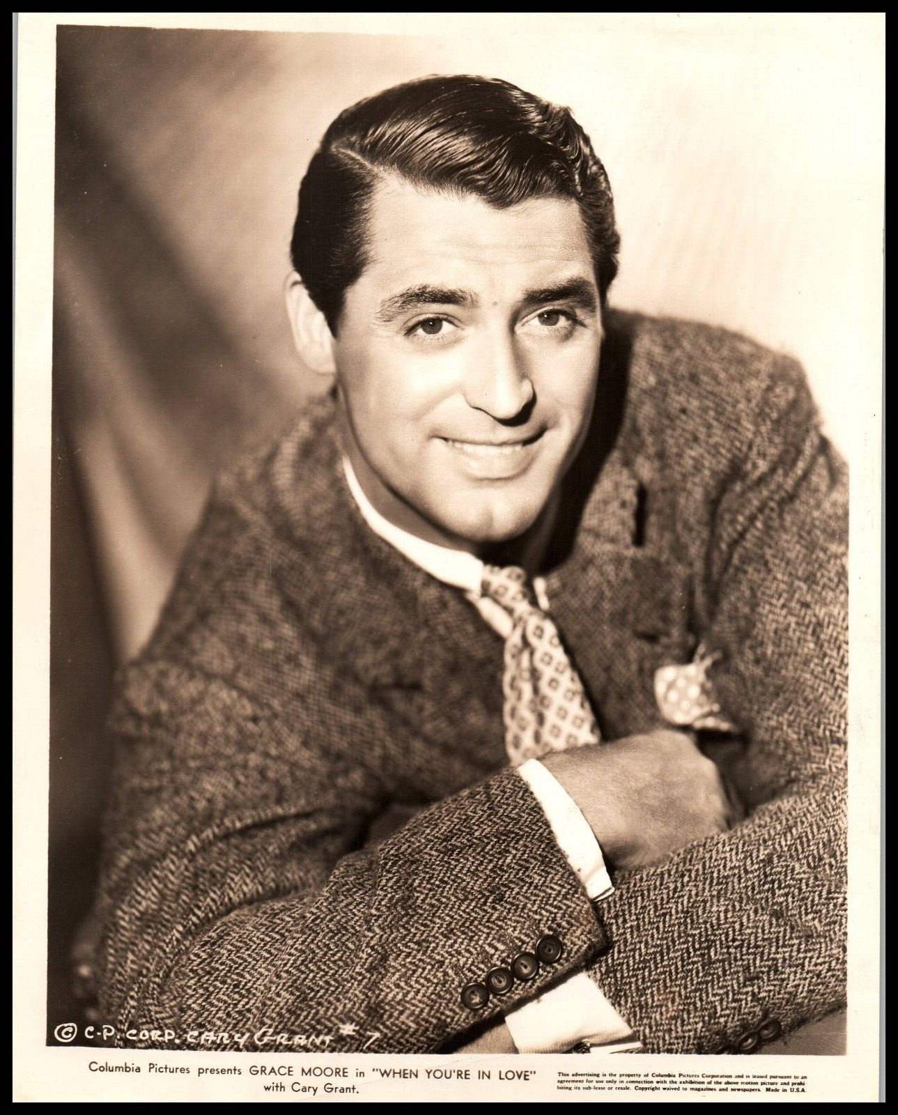 Hollywood HANDSOME ACTOR CARY GRANT PORTRAIT 1930s STYLISH POSE  Photo 756