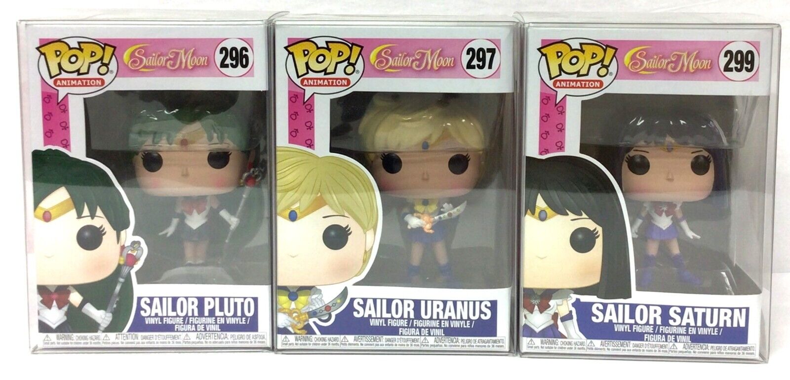 Funko Pop Sailor Moon Sailor Pluto #296 Uranus #297 Saturn #299 Set of 3