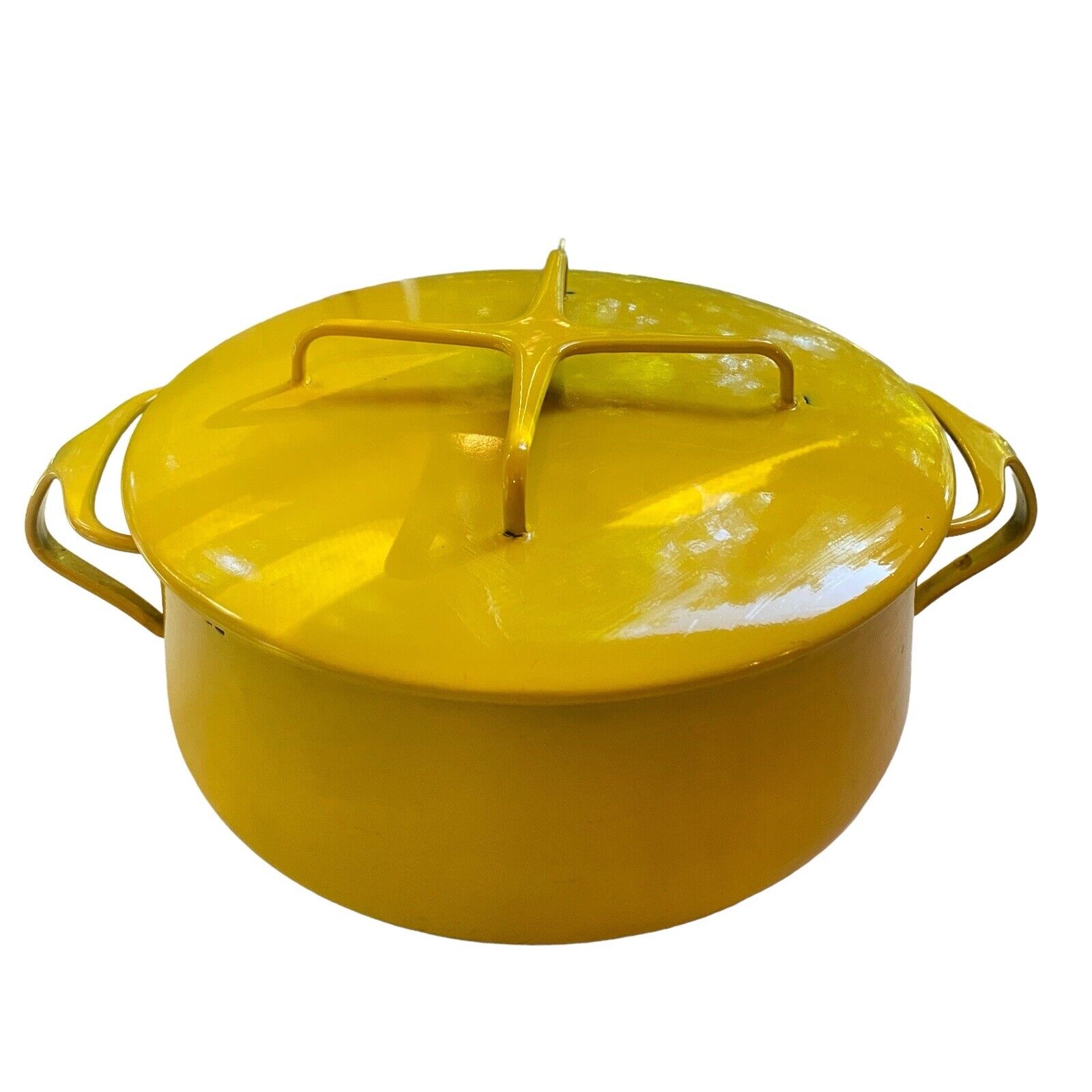 Vintage Dansk Dutch Oven Kobenstyle Yellow Enamel Lid 3 Qt IHQ France FLAWED