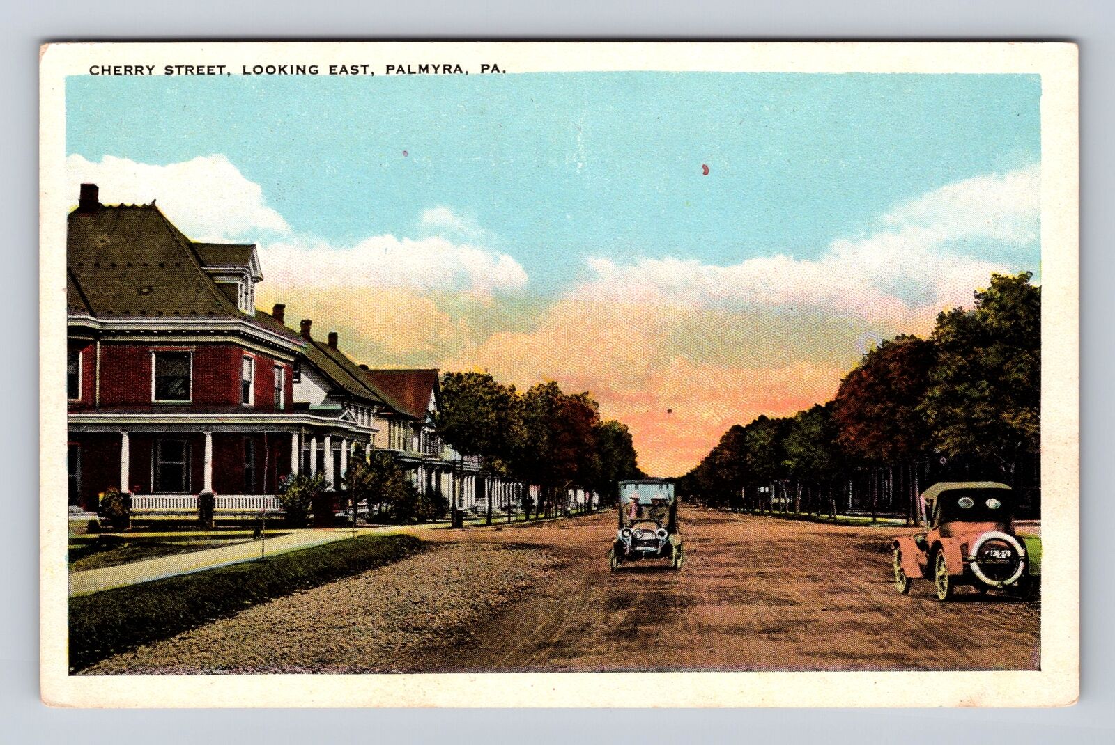 Palmyra PA-Pennsylvania, Cherry Street Looking East, Antique, Vintage Postcard