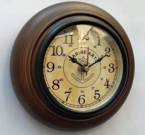 Vintage Antique Wood Wall Clock Small Clock Battery operated studyroom office 6