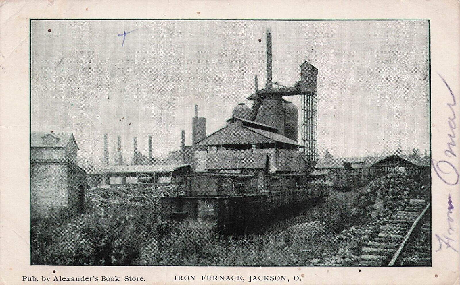 Jackson Ohio Iron Furnaces Strickland Ironworks Train Eifort Cancel Postcard E10