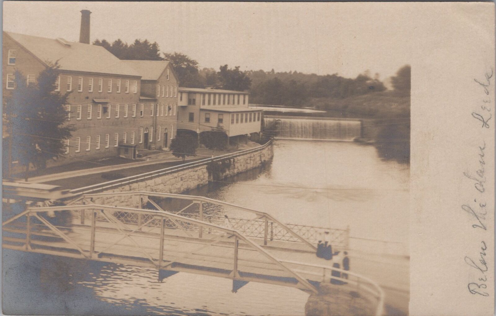 Leeds Massachusetts Below the Dam Bridge RPPC c1910s? Photo Postcard