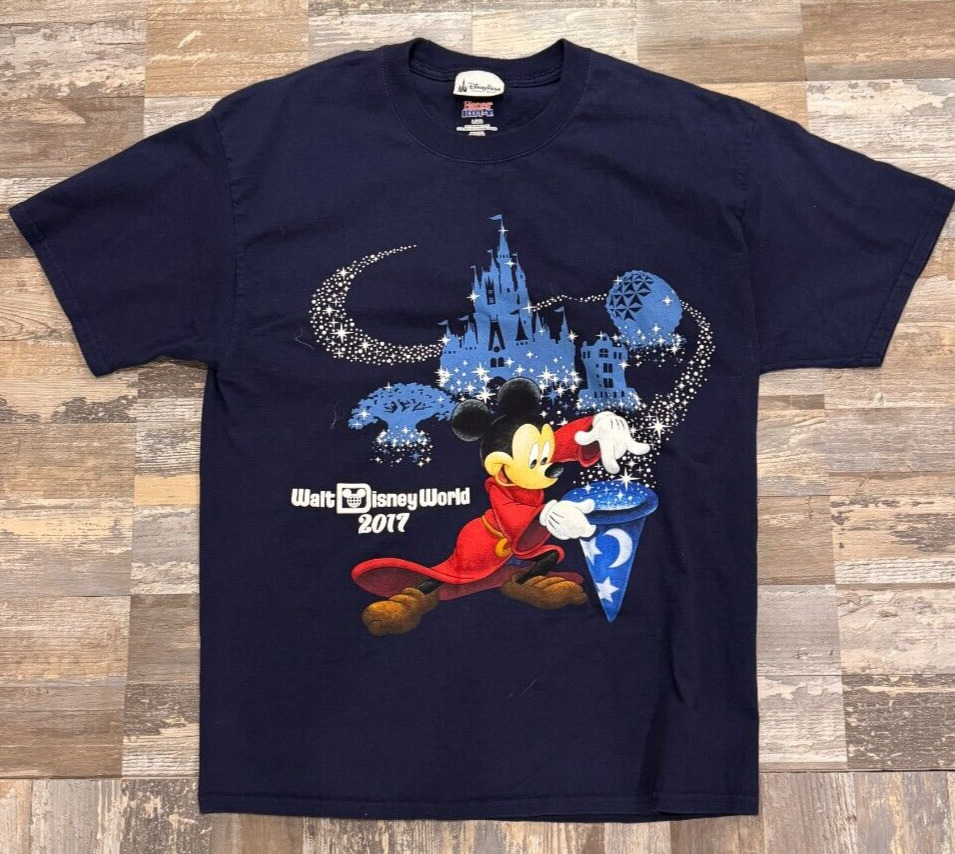 Disney Parks  Sorcerer Mickey Mouse 2017 Walt Disney World Shirt Blue Adult L