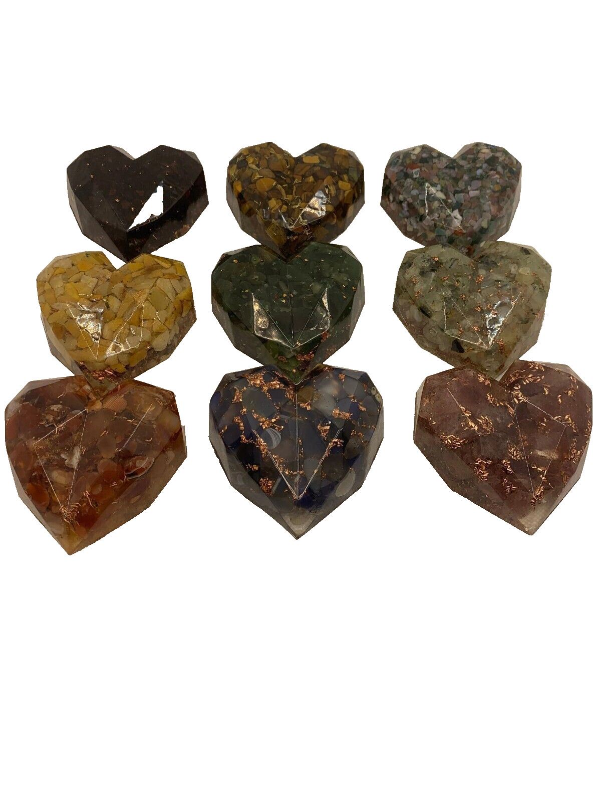 Set of 9 Heart Shaped Tower Busters Orgone Generators