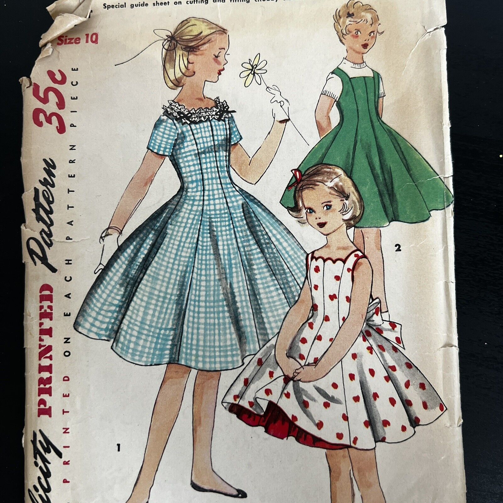 Vintage 1950s Simplicity 1144 Girls Princess Dress Jumper Sewing Pattern 10 CUT