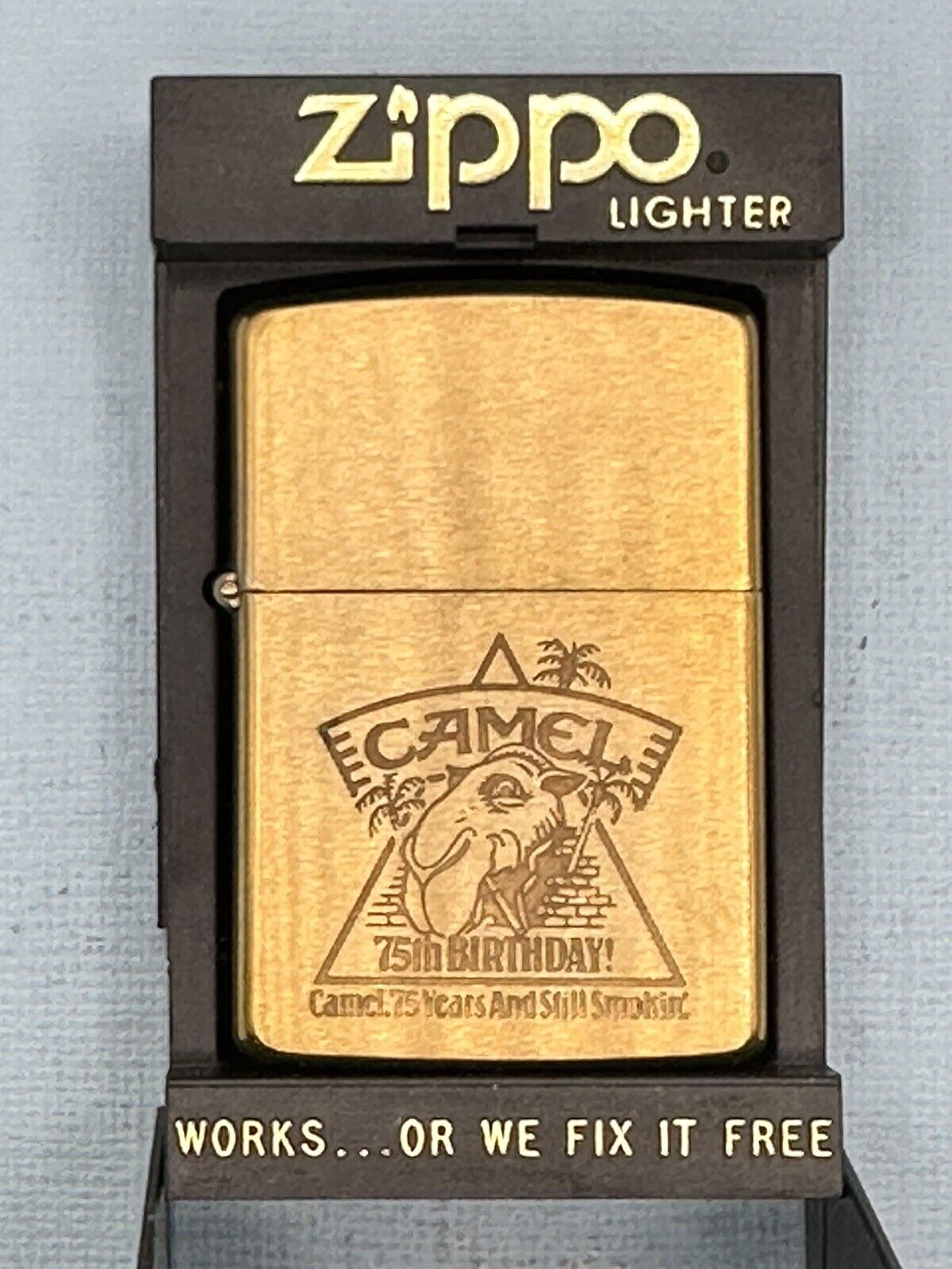 Vintage 1988 Camel Joe 75th Birthday Brass Zippo Lighter NEW