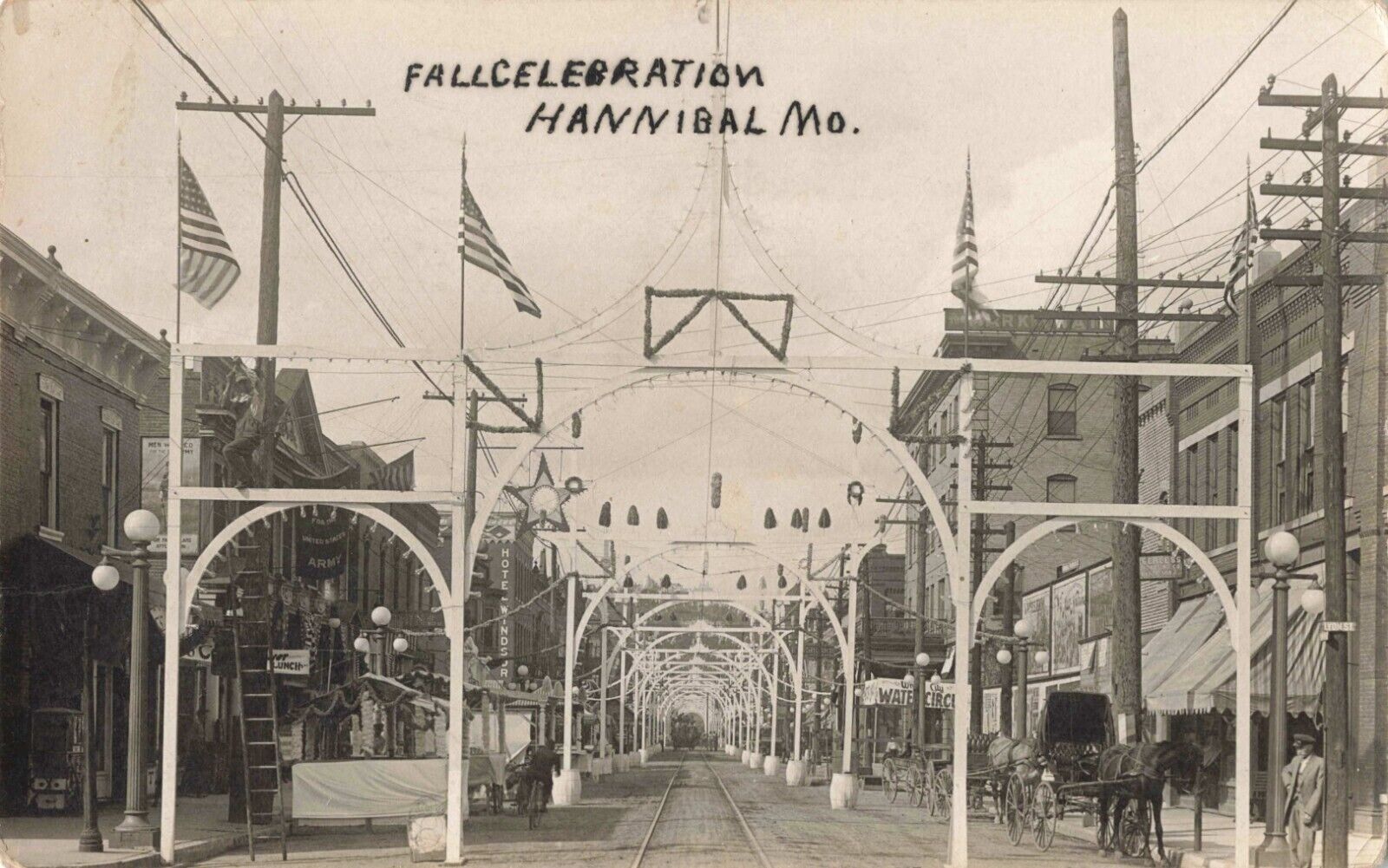 Fall Celebration Hannibal Missouri MO 1913 Street Scene Real Photo RPPC