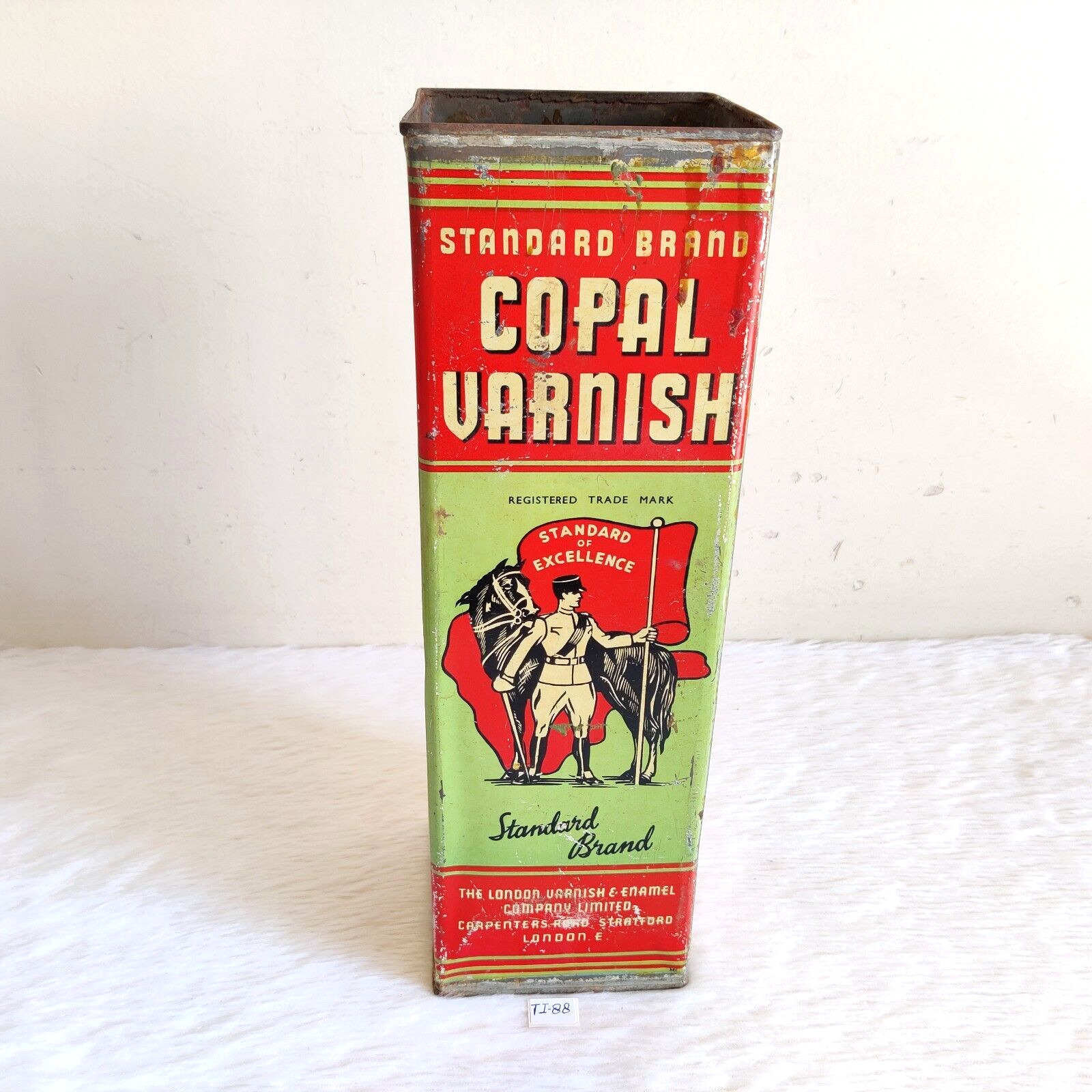 1940s Vintage Standard Brand Copal Varnish Advertising Tin Box England T188