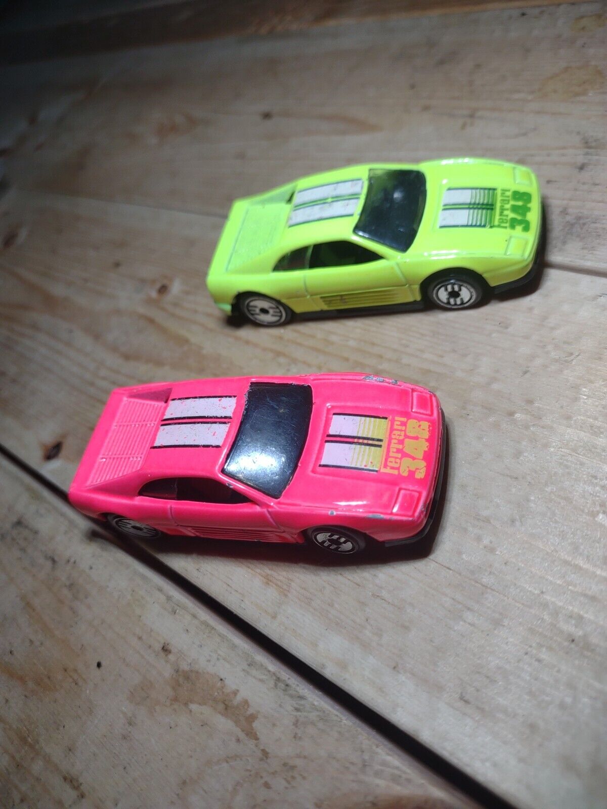 Hot Wheels Ferrari 348 Highlighter Yellow And Pink Set Of Two 1990
