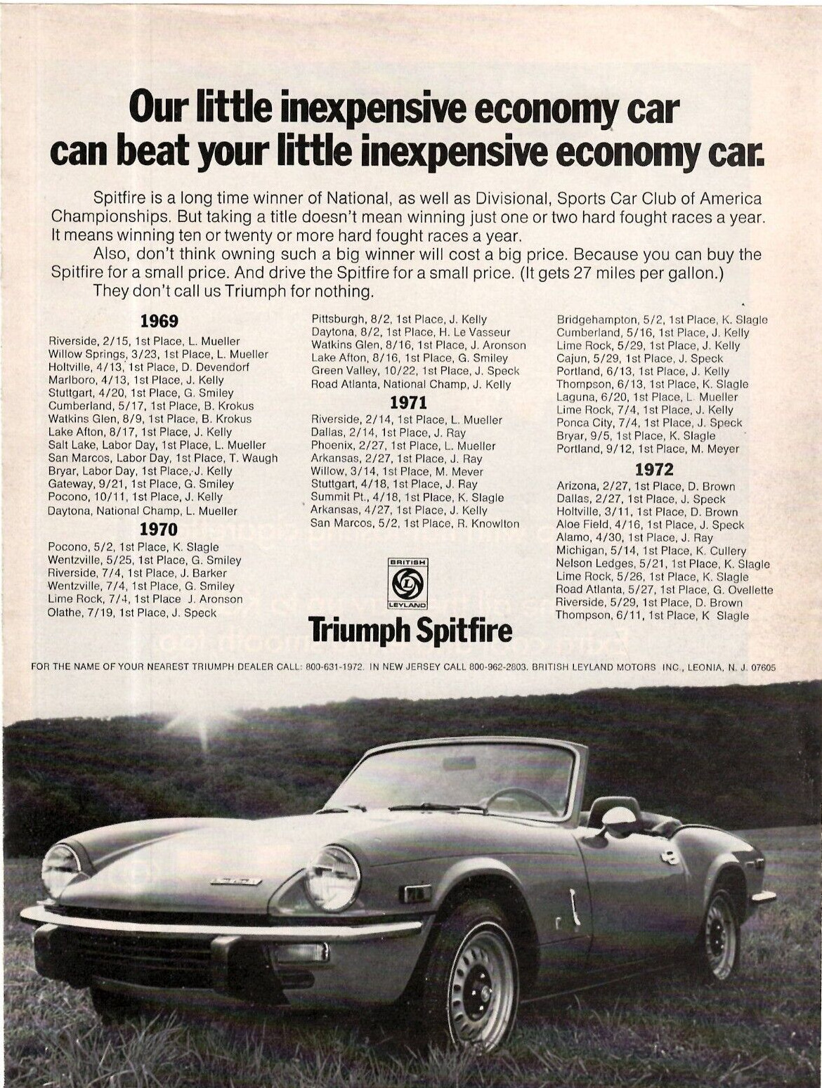 1972 Print Ad Triumph Spitfire Our Little Inexpensive Economy Car Can Beat Your