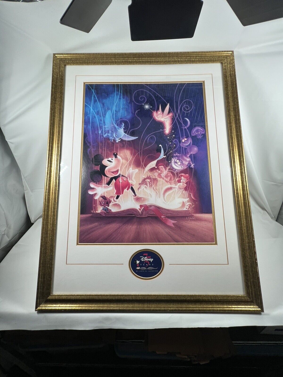 Rare Disney 75 Years of Love and Laughter 34x26” Framed Print