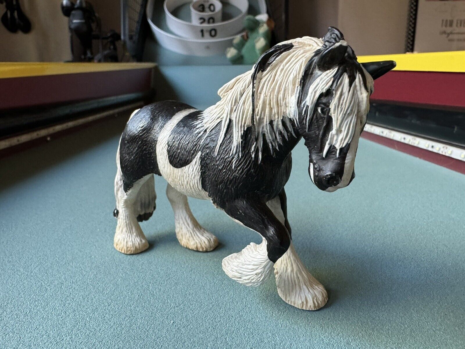 Schleich 2003 Tinker Mare Horse Black White Clydesdale RETIRED Figure Farm Toy
