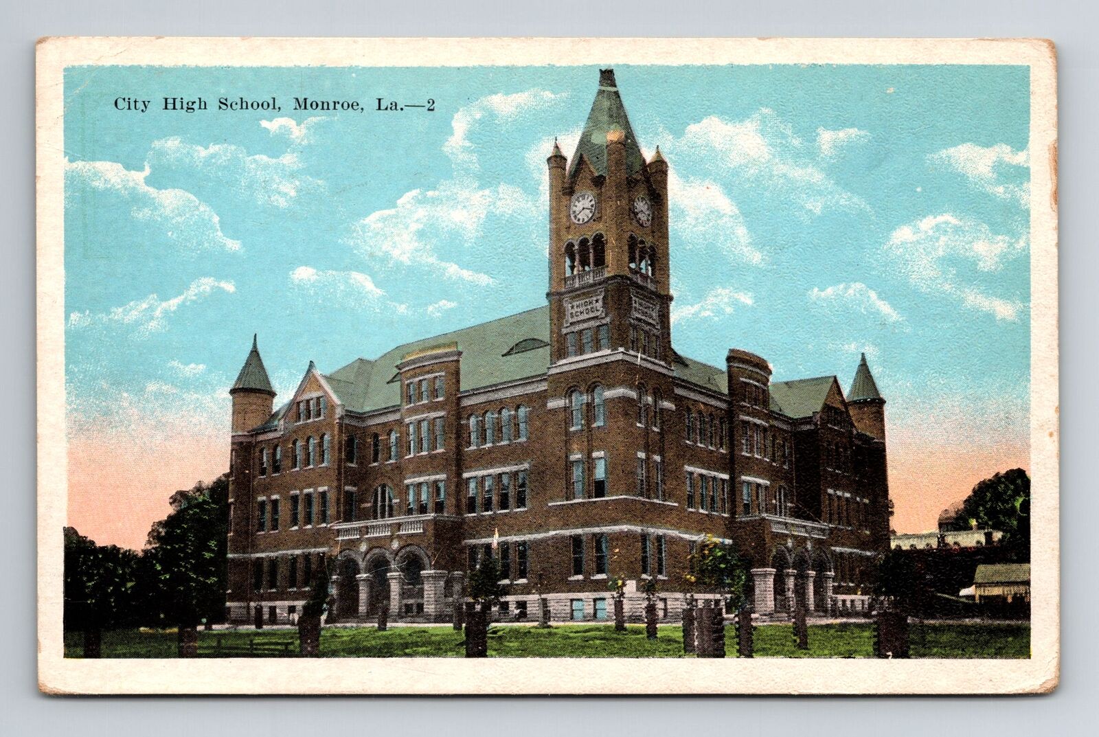 Monroe LA-Louisiana, City High School Vintage Souvenir Postcard