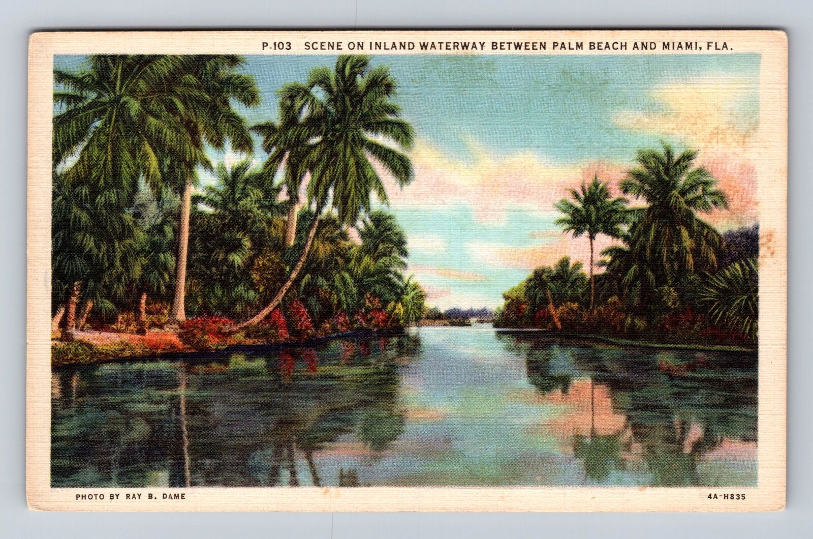 Miami FL-Florida, Inland Waterway, Antique, Vintage Souvenir Postcard