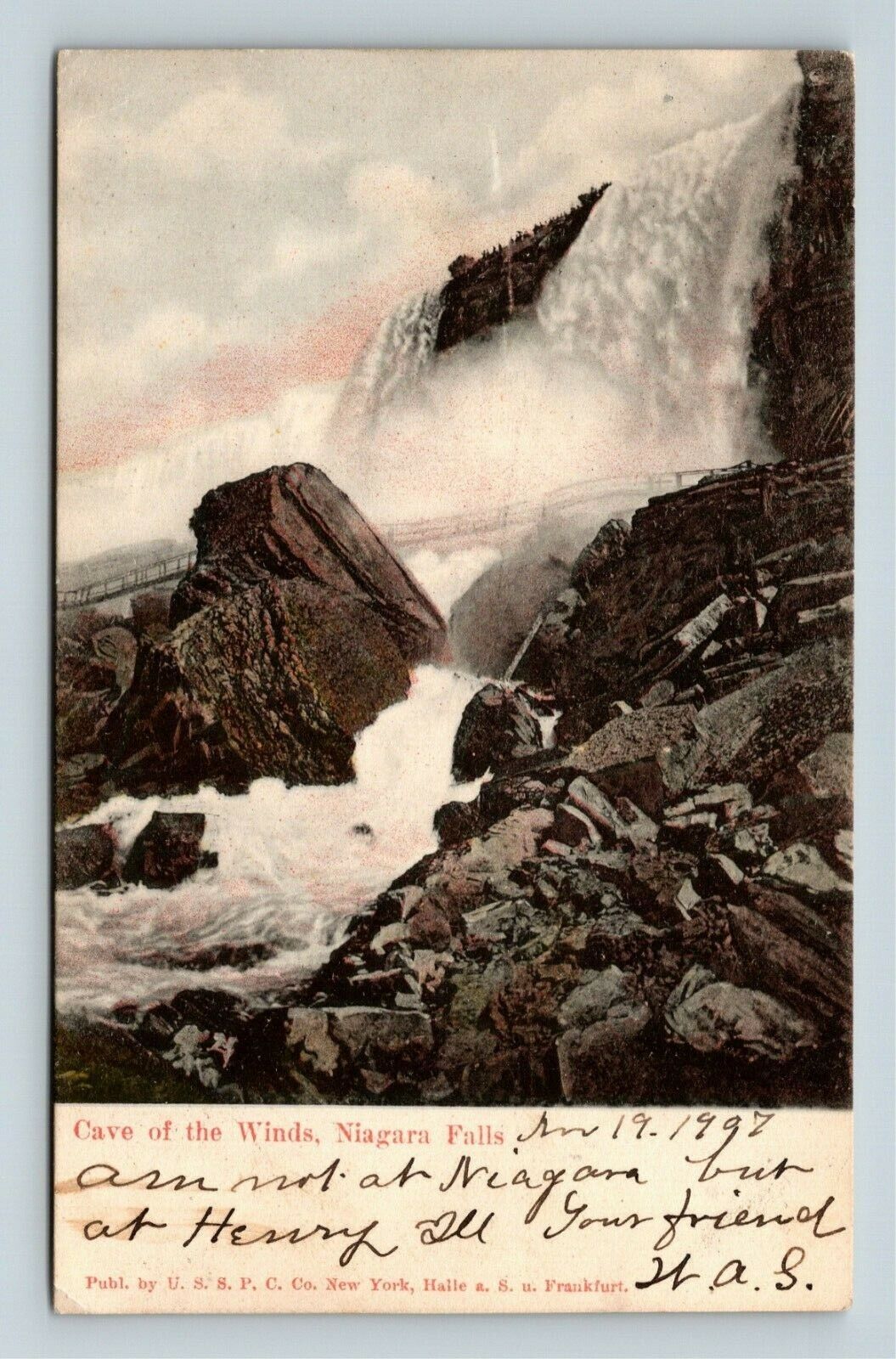 Niagara Falls NY, Cave the Winds, New York c1907 Vintage Postcard