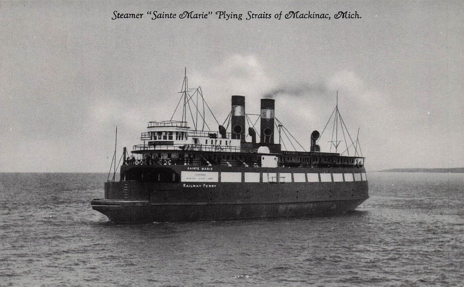 Mackinac MI Michigan Steamer Sainte Marie Nautical Great Lakes Vtg Postcard E3