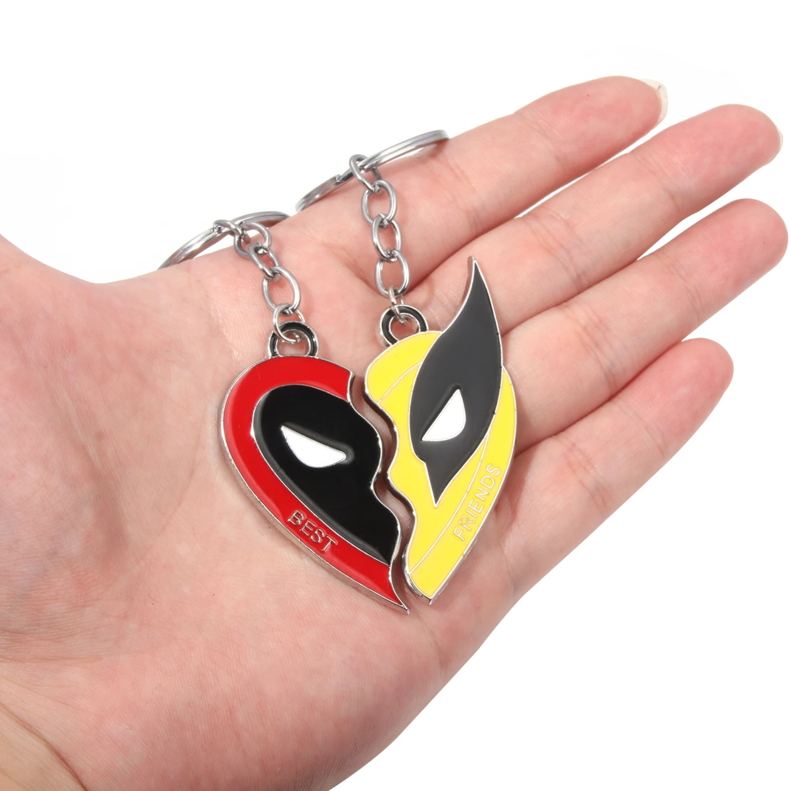 Movie Superhero Deadpool and Wolverine Best Friends Keychain Heart Necklace Gift