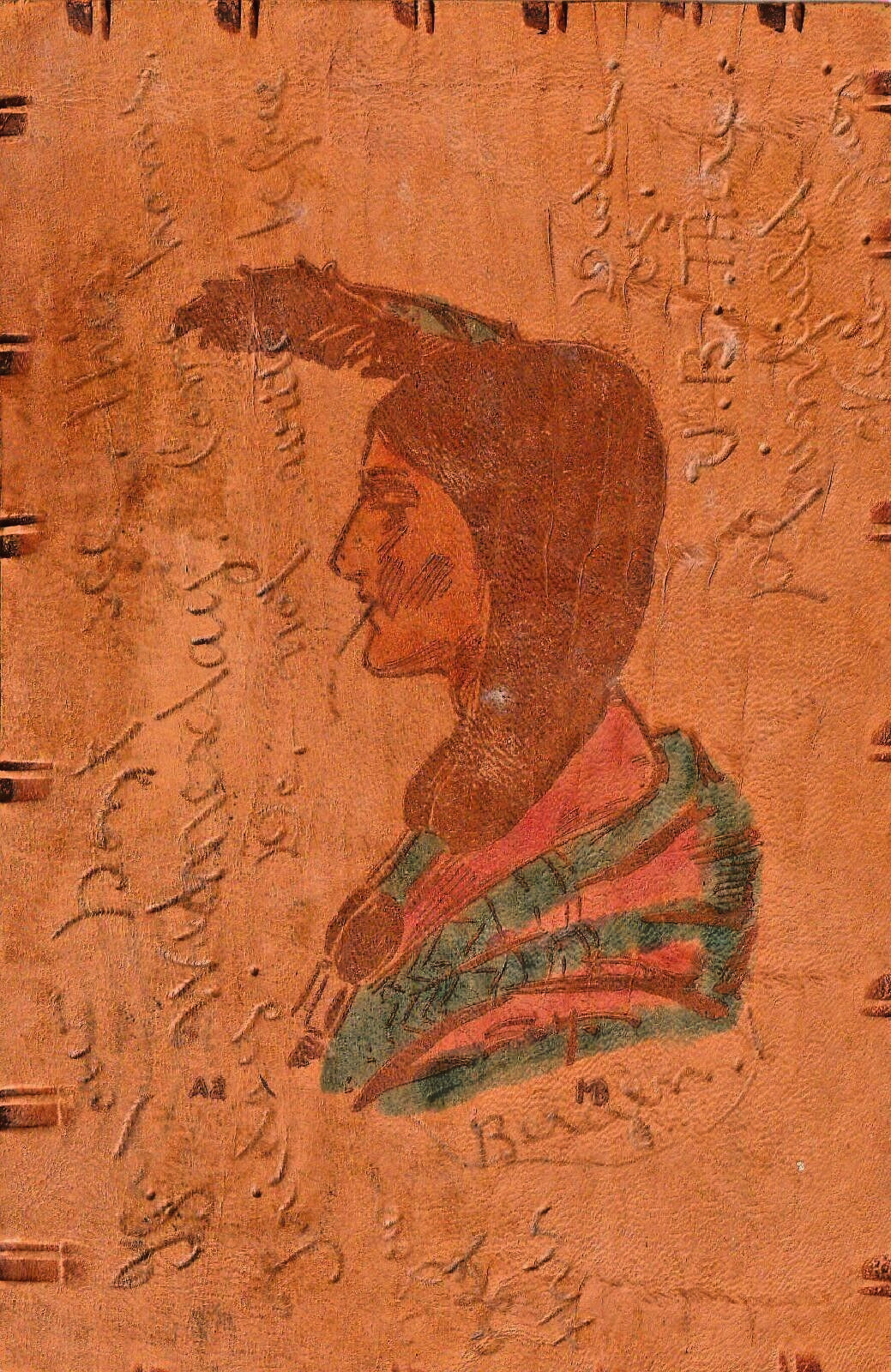1906 Native American Indian Vintage Leather Postcard