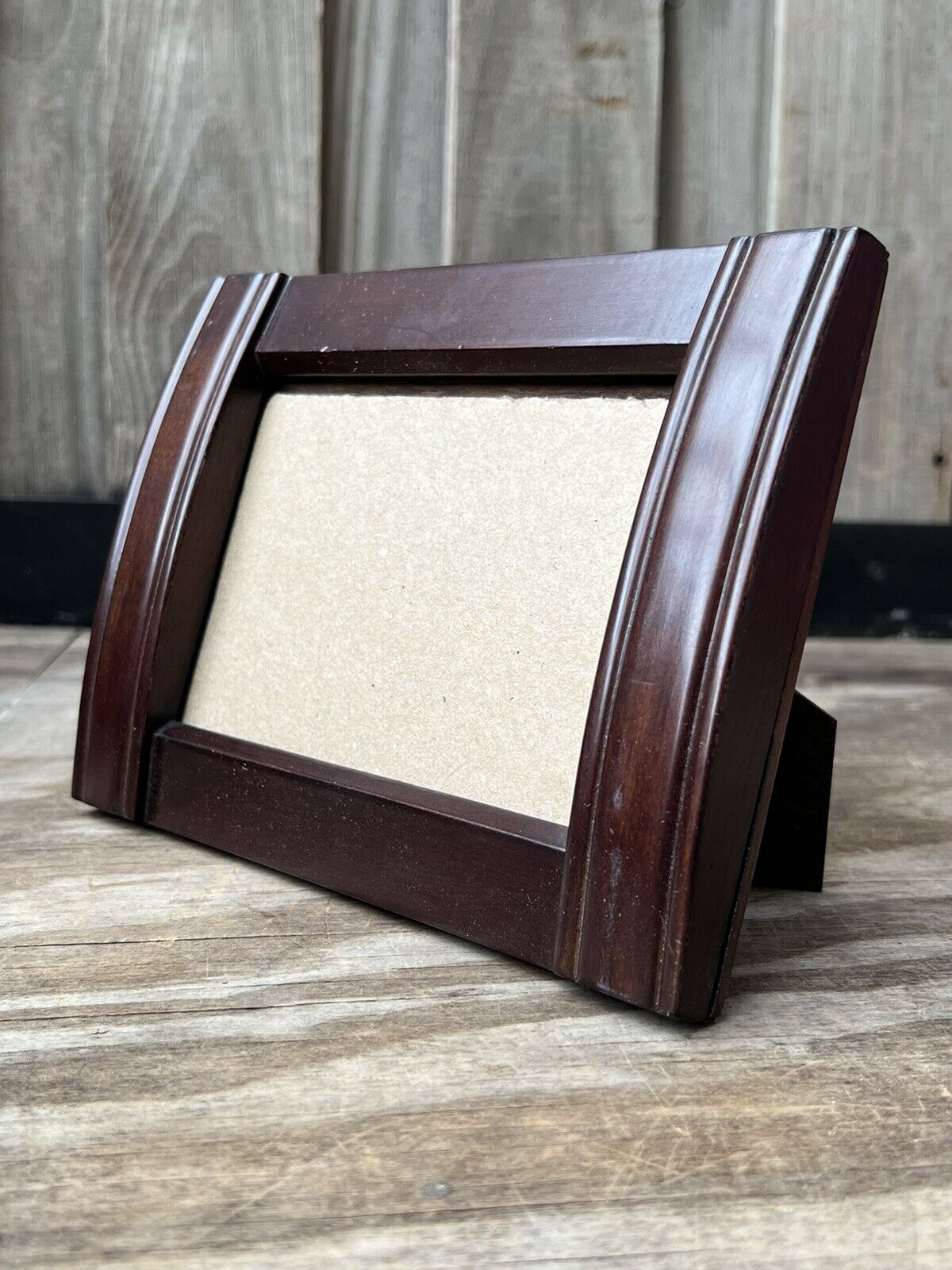 Vintage Fetco Executive Desk Deco Teak Wood Dark Brown Picture Frame