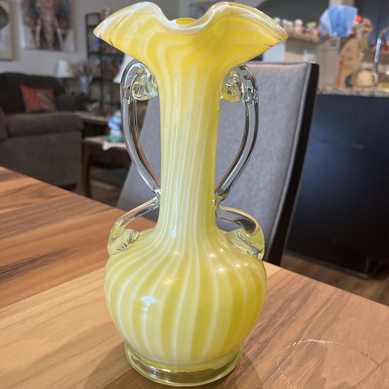 yellow and white vase vintage
