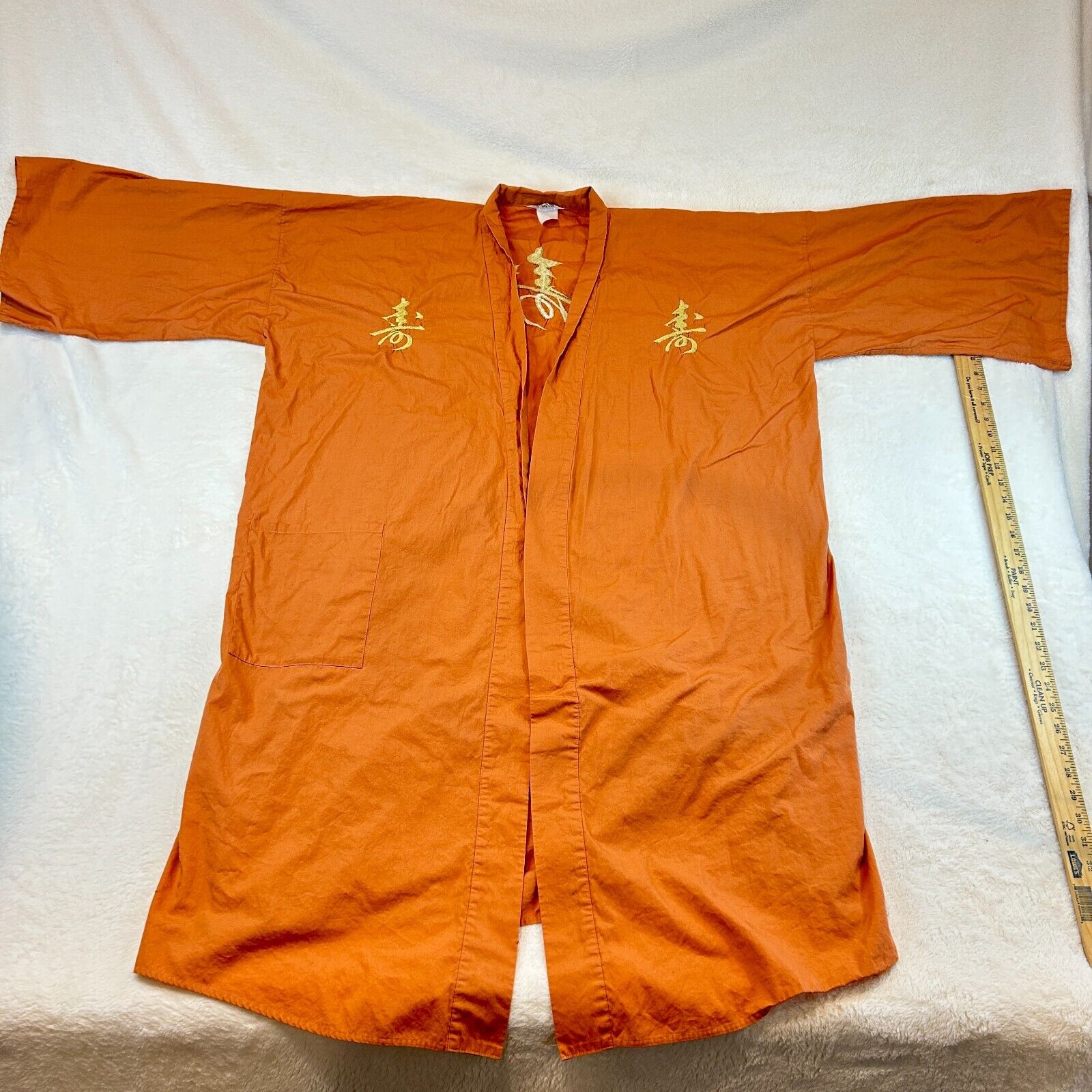 Vintage Ichiban Kimono Mens Orange - Stitched Japanese Symbols