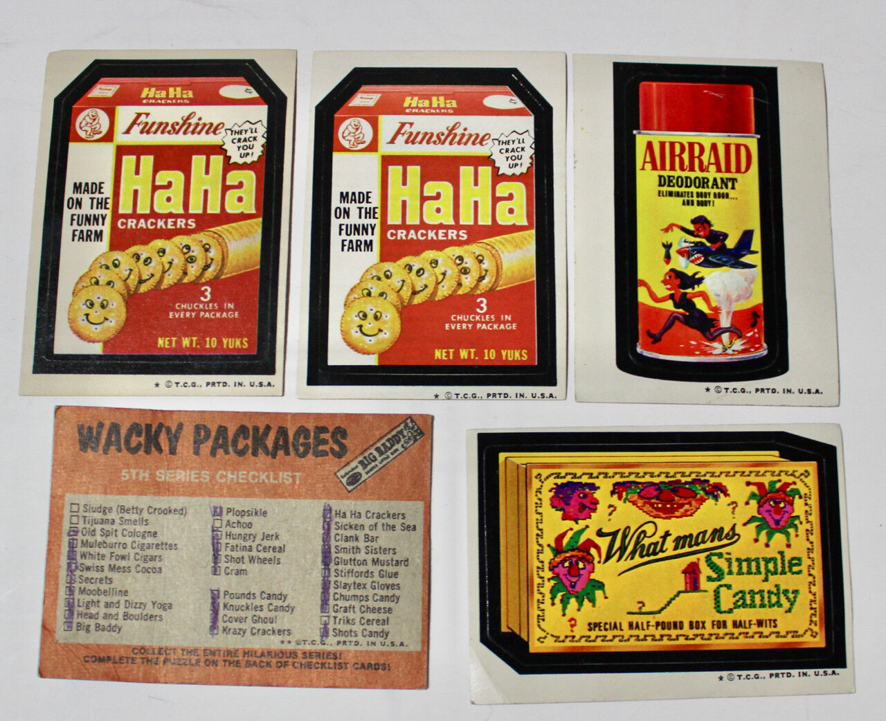 Wacky Packages 5th series vintage lot of 5 1973/4