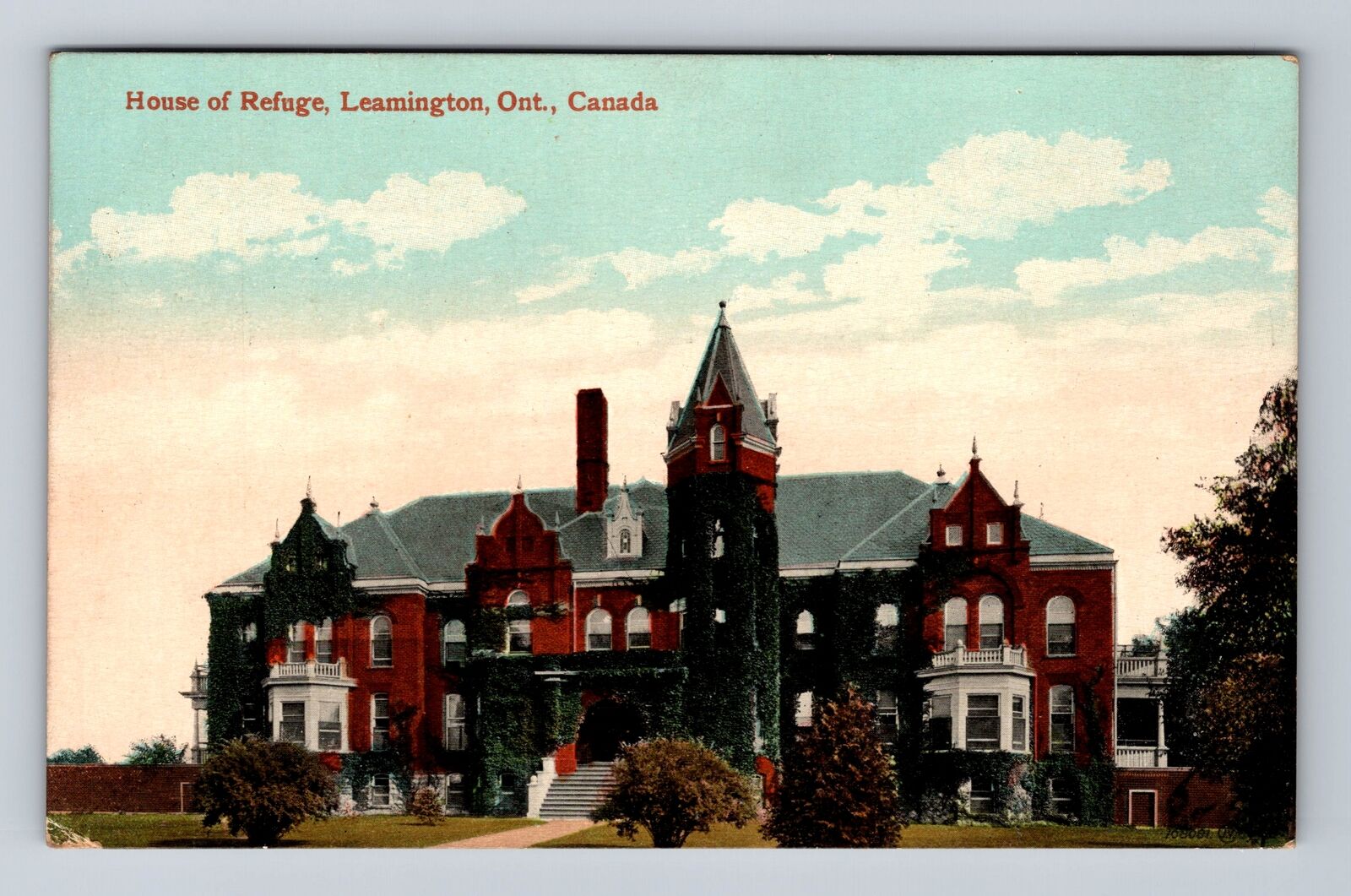 Leamington Canada, House Of Refuge (Poor House), Antique Vintage c1915 Postcard