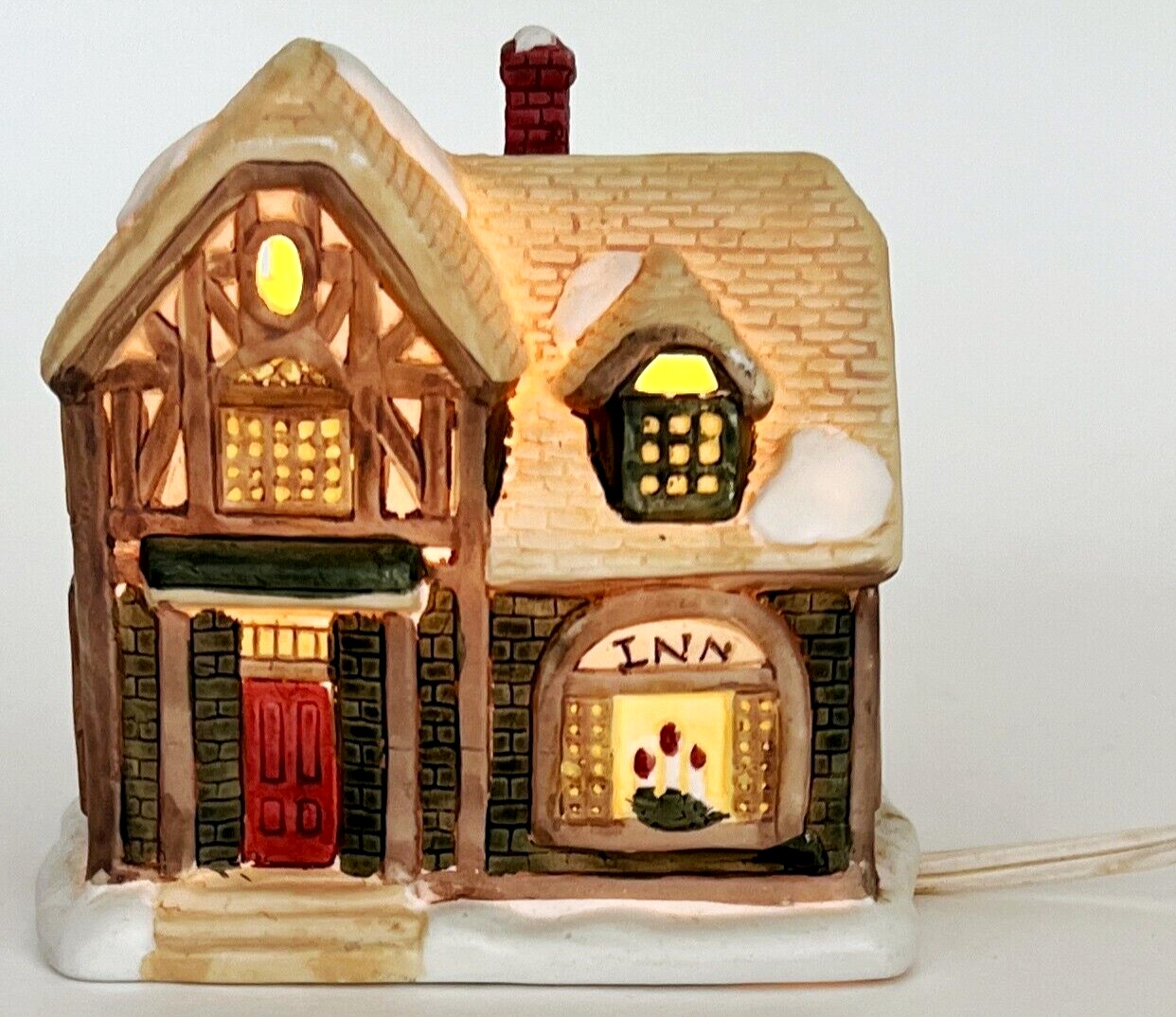 Vintage 1990s MiniTown USA  Porcelain Christmas Village House Lighted Inn Works