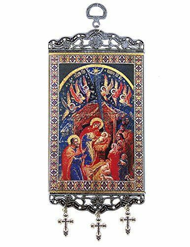 Catholic Orthodox Nativity of Christ Christmas Tapestry Icon Banner 9 3/4 Inch