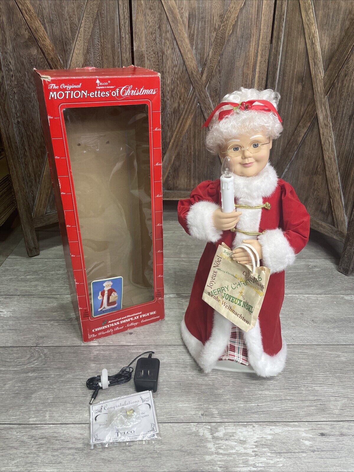 Vintage 1998 Telco Motion-ettes Christmas Mrs. Claus 22” Animated Figure w/ Box